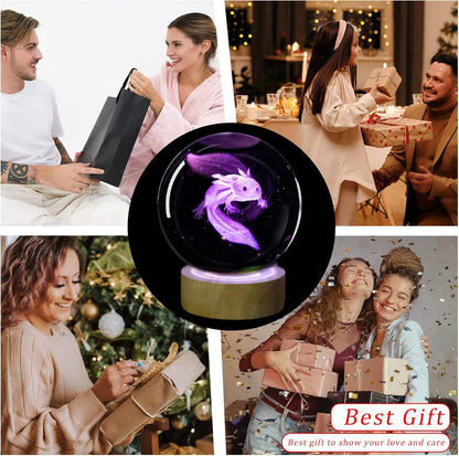 3D Solar System Crystal Ball Night Light with 16 Color LED Wooden Base, Upgraded 3.15 Inch Galaxy Planets Glass Ball Lamps with Remote for Birthday Christmas, Astronomy Space Gifts for Boys Girls