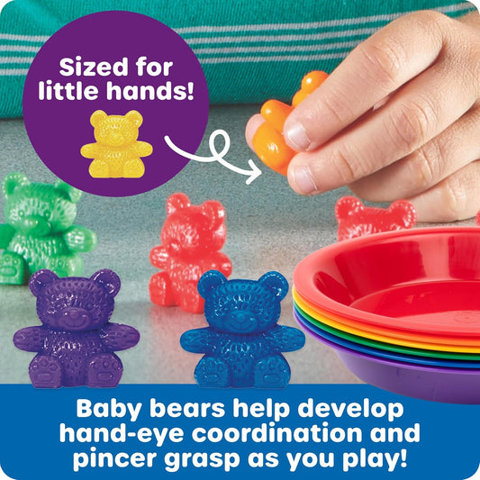 Learning Resources Baby Bear Sorting Set - Counting Toys, Color Recognition, Fine Motor Skills, 108 Pieces, Ages 3+