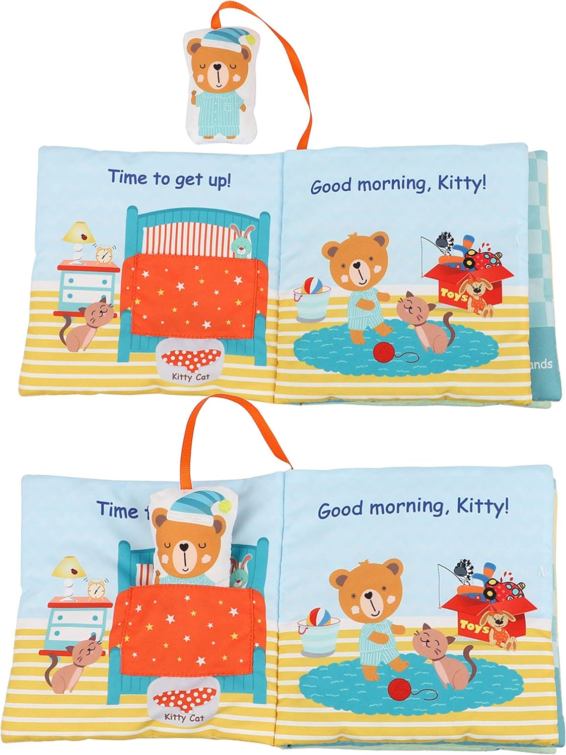 Bebe Mondo Teddy Bear Tummy Time Toy with Mirror, Soft Baby Book for 0-3-6-12 Months, Infant Sensory Developmental Toy, Shower Baby Gifts,Activity Quiet Cloth Book for Newborns,1-2 Year Old Book-Night