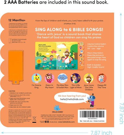 Dance with Jesus Christian Sound Books for Kids - 6 Bible Songs for Toddlers – Christian Gifts for Kids - Baby Bible for Baptism, Christening, Dedication Gifts, Sunday School, Preschool Homeschool