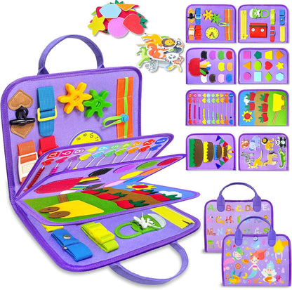 Exorany Busy Board Montessori Toys for Toddler Boys & Girls Birthday Gifts, Sensory Toys for Toddlers, Educational Travel Preschool Toddler Activities Learning Fine Motor Skills
