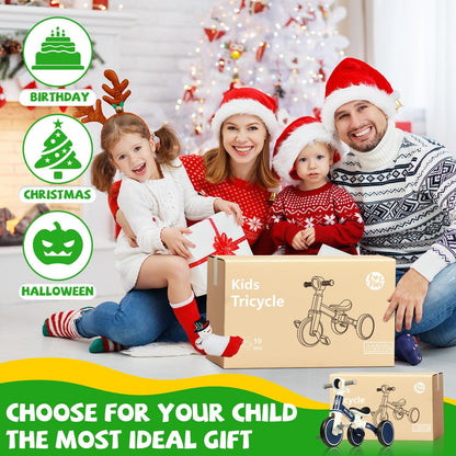 LOL-FUN Tricycle for Toddlers 1-3 Years Old Boys Girls Toy, 4 in 1 Baby Balance Bike for 1 2 Year Old Gift, Kids Bicycle with Easy Assembly Removable Pedal