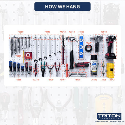 Triton Products Heavy Duty Poly Pegboards - Set of 2 DuraBoard Wall Panels, Each 22" x 18" x 1/4" with 1/4" Holes for Home, Office, Garage, Storage and Organization (White)