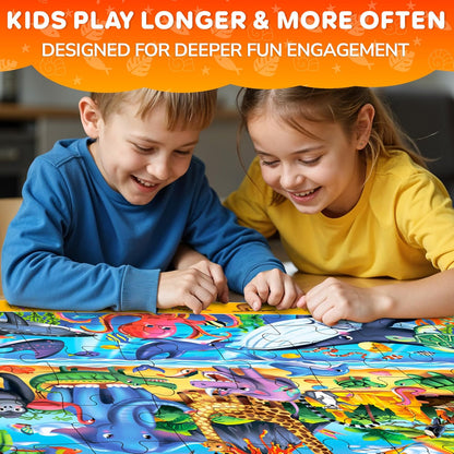 QUOKKA Floor Puzzles for Kids Ages 4-8 – 2x3 FT Giant Search and Find Jigsaw – 48 Large Pieces – Above and Beyond Observational Scene – Educatinal Montessori Toy with Gift Box – Fun Learning Activity