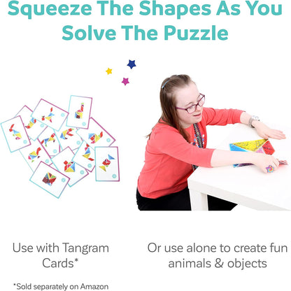 Fun and Function Busy Fingers Tangram Gel Puzzle - Geometric Shape Puzzle Pieces - Gel Filled Pattern Blocks - Sensory Pad Block Puzzle/Tangram Puzzle for Kids Ages 3+