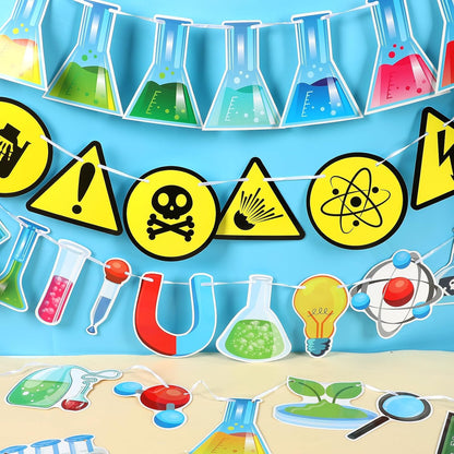 gisgfim 5 Pieces Science Banners Science Classroom Decor Chemistry Lab Banner Party Decorations for Home School Classroom Scientist Birthday Party Supplies