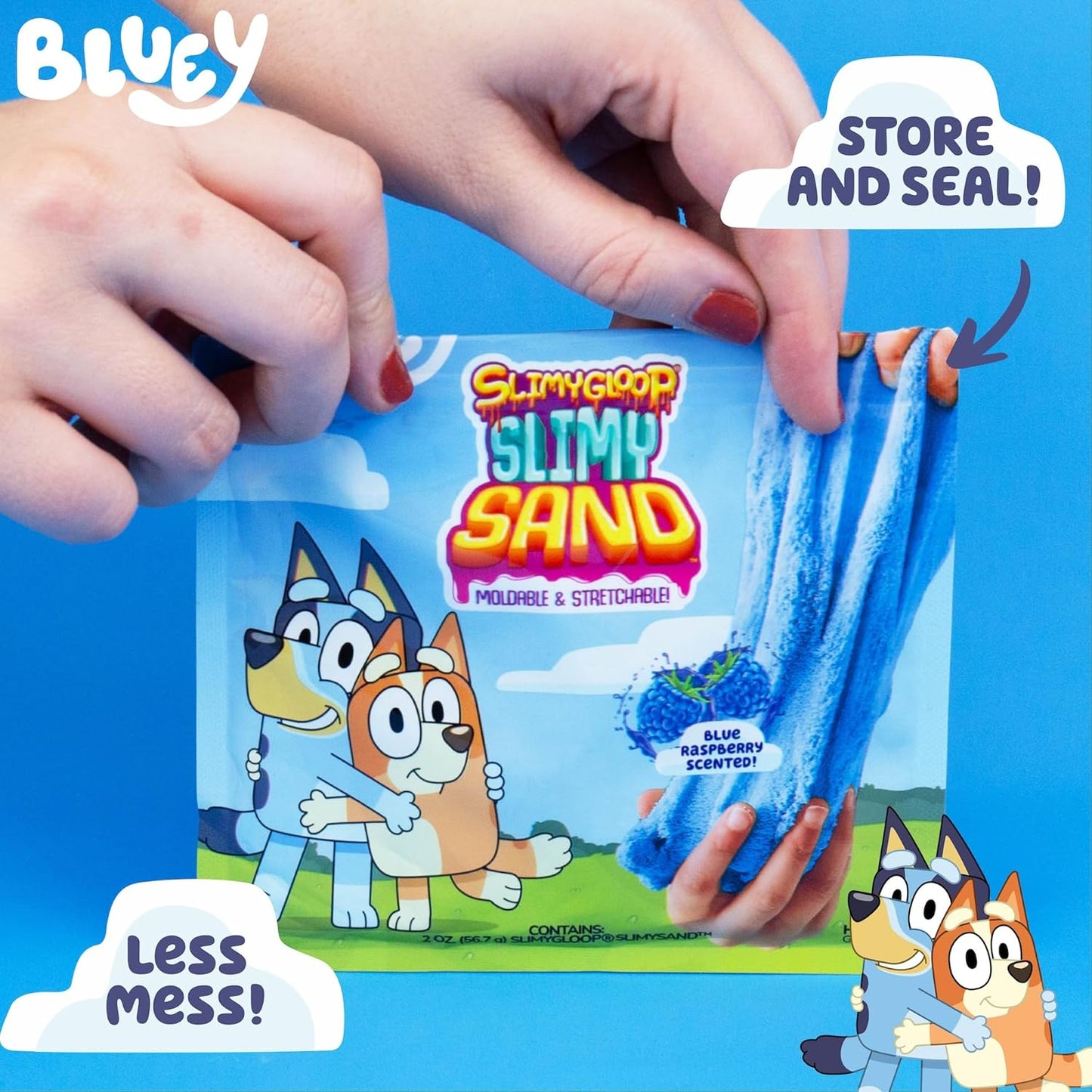 Horizon Group USA Bluey SLIMYGLOOP Slimy Sand Mold & Play Creations, 8-Piece Playset, 3 Scented Colors, Sensory Activity for Kids Ages 3, 4, 5, 6, 7, 8, Multi, Medium