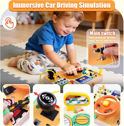 Konijiwa Busy Board - Montessori Toys for 1-3 Years Old Boys & Girls | Sensory Toys for Kids with Autism | Toddlers Learning Activity for Early Development (Busy Board v2)