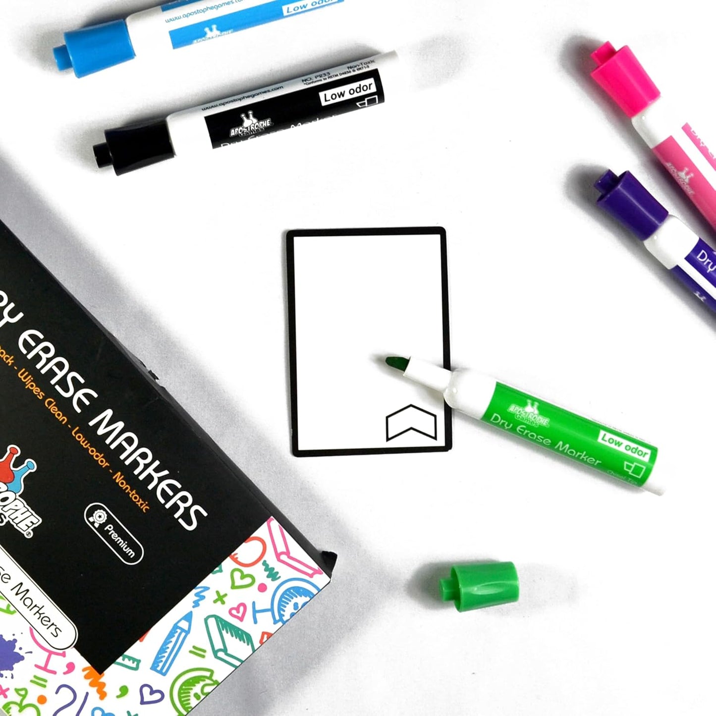 Apostrophe Games Dry Erase Blank Playing Cards w/Box, Poker Size - 2.5" x 3.5", 45 Reusable Cards, Flashcards, Board Game & Note Cards