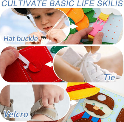 Montessori Busy Book for Toddlers 1-3 – Soft Felt Quiet Book for Sensory & Fine Motor Skills