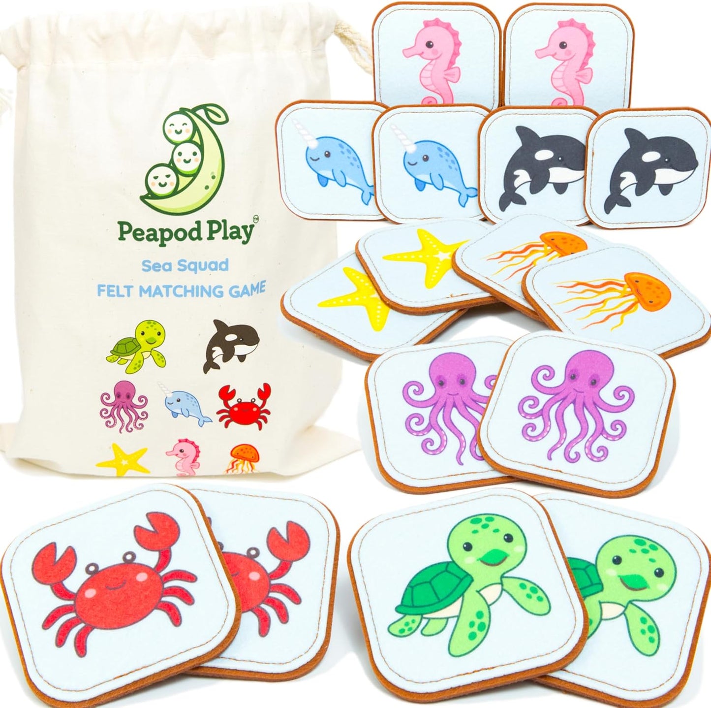 Felt Matching Game for Ages 2–4 – Soft and Safe for Ages 1+ – Montessori Memory Game – Sensory Flash Cards – Best Educational Gift for Ages 1–3 - Woodland Animal Theme
