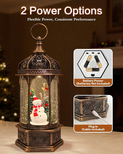 Extra Large Christmas Snow Globes Christmas Lantern, 12.99" Musical Snow Globe with 8 Songs, Santa Snowglobe for Kids Adults, 6H Timer Dual Power, Lighted Christmas Decorations Indoor Gifts