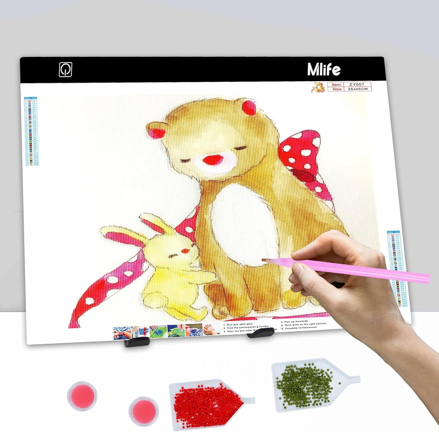 Mlife B4 LED Light Pad Kit - Upgraded Diamond Art Painting Light Box Dimmable Tracing Light Board, Sketching, Animation, Drawing Light Box with 4 Fasten Clips and Metal Stand