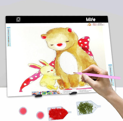 Mlife B4 LED Light Pad Kit - Upgraded Diamond Art Painting Light Box Dimmable Tracing Light Board, Sketching, Animation, Drawing Light Box with 4 Fasten Clips and Metal Stand