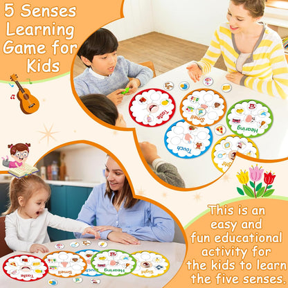 5 Senses Learning Activity for Kids Educational Teacher Supplies Five Senses Sorting Cards Learning Game Develop Fine Motor Skills for Toddlers Preschoolers and Kindergarteners Homeschool Must Haves
