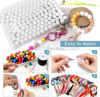 65Pcs 19mm Silicone Beads for Keychain Making Bracelet Necklace, Bulk Round Silicone Beads for Pens（Christmas Green） - Colors B