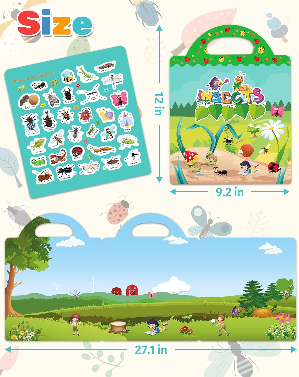 Benresive Reusable Sticker Books for Toddlers, Fun Travel Stickers for Kids, Toddler Sticker Book, Crafts Activities for Toddlers, 3 and Up Birthady Gifts - Vehicle