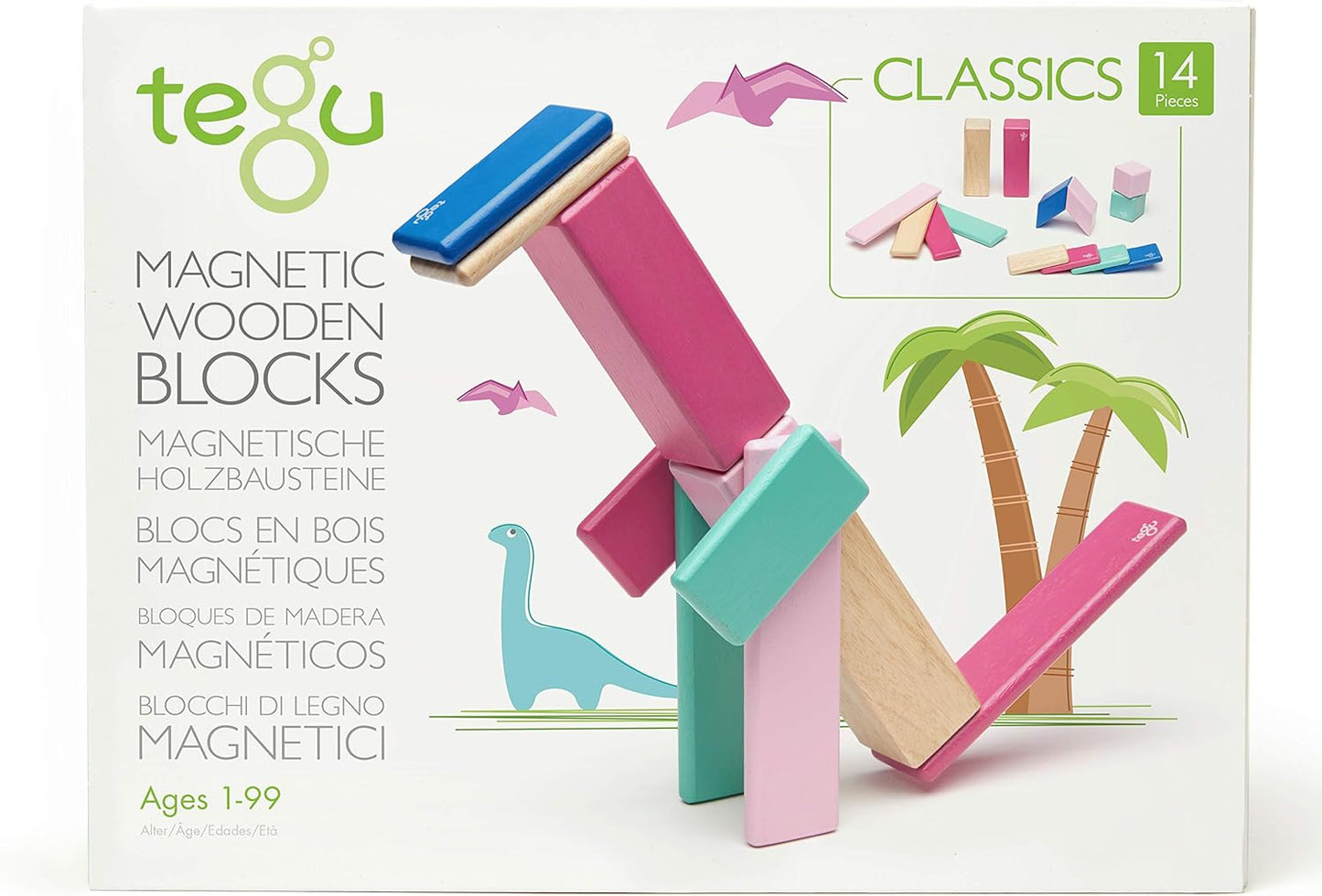 14 Piece Tegu Magnetic Wooden Block Set, Blues