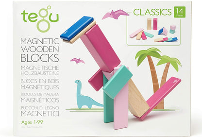 14 Piece Tegu Magnetic Wooden Block Set, Blues