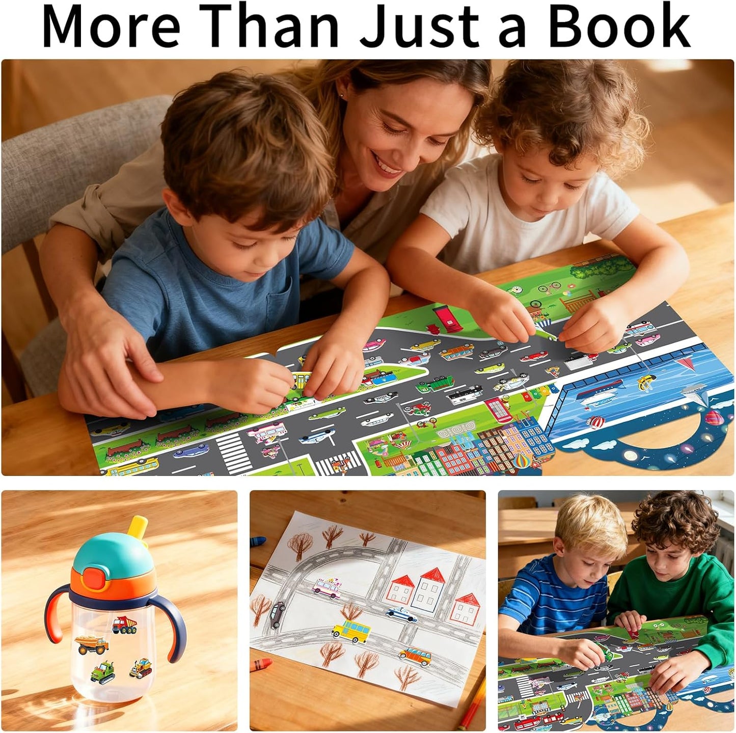 Elfew 2 Pack Puffy Sticker Books for Kids Ages 3-5, Construction Truck and Vehicle Car Stickers for Toddlers Boys, 3D Reusable Stickers Books for Toddlers, Activity Book for Boys Party