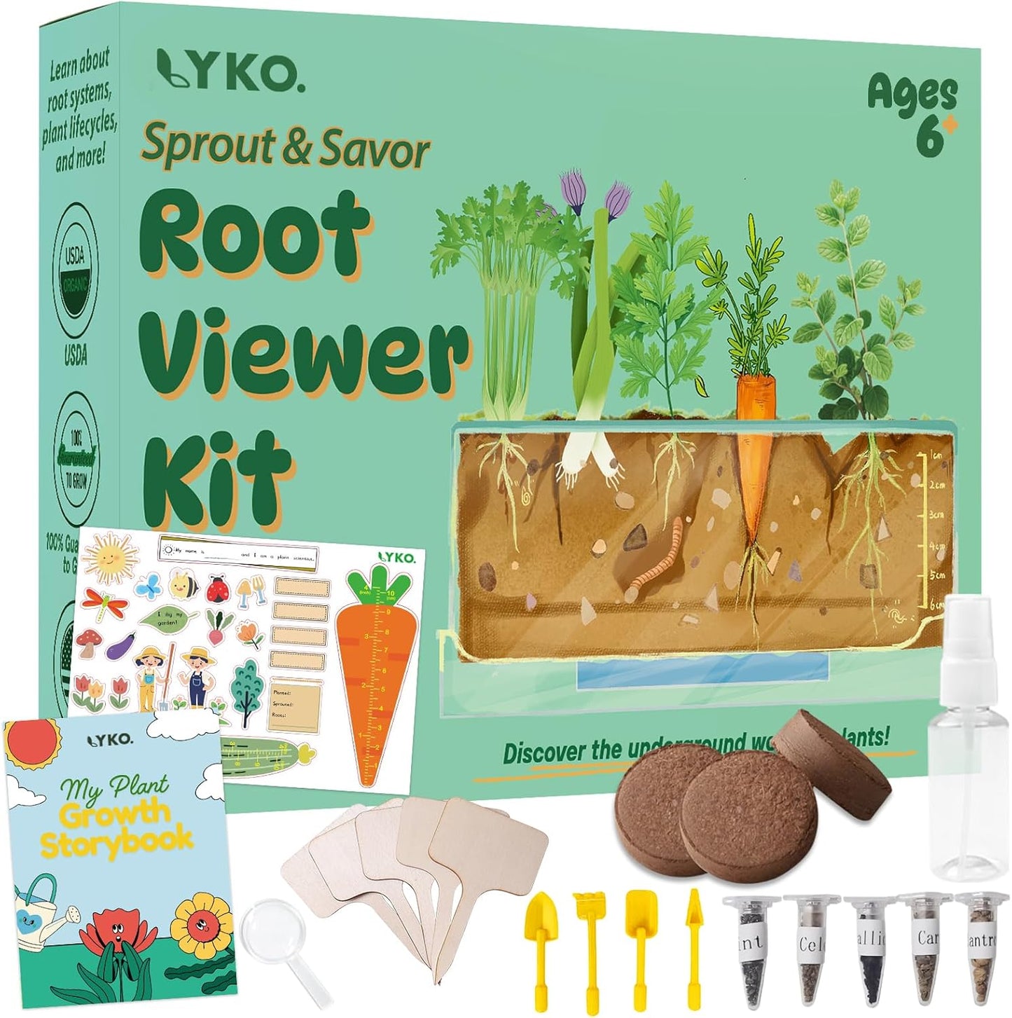 Root Viewer Kit for Kids Gardening Set with Fun Stickers & Storybook, Science STEM Toys & Craft Planting Kits for Ages 4-12 Birthday Gifts for Girls & Boys 4 5 6 7 8 Year Old