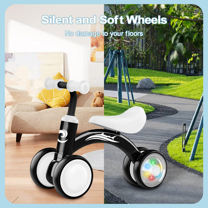 Gamfeiny Colorful Lighting Baby Balance Bike Toys for 1 Year Old Boy Girl Gifts, 10-36 Month Toddler Balance Bike, No Pedal 4 Silence Wheels & Soft Seat First Riding on Toys, 1st Birthday Gifts