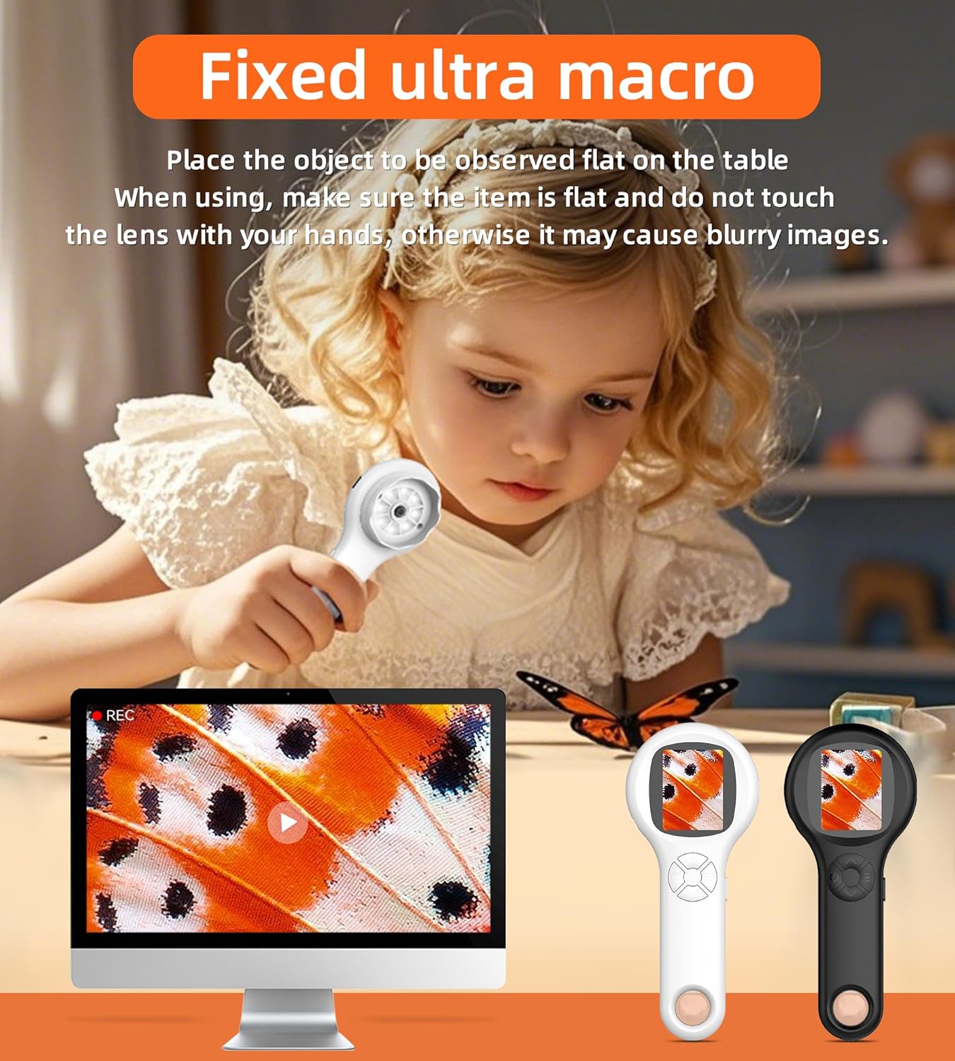 Microscope for Kids - Mini Pocket Digital Kids Microscope, Portable Handheld USB 500X Magnifying Glass, 4X Zoom, Christmas Birthday Gifts for Boys Girls Aged 3-12