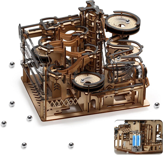 Sainsmart Jr. 3D Wooden Puzzles for Adults, Electric Marble Run Building Kit, Wooden Model Kits Spaceport, Creative Gifts for Teens Ages 14+ (Galaxy Walk)
