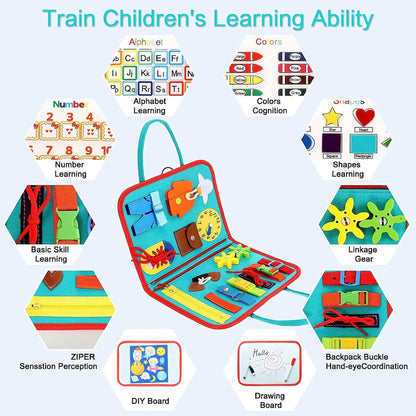 Busy Board for Toddlers 1-3 Sensory Busy Book for 1+ Year Old Boys Girls Montessori Learning Activity Books Birthday Christmas Toddler Gift (Green)