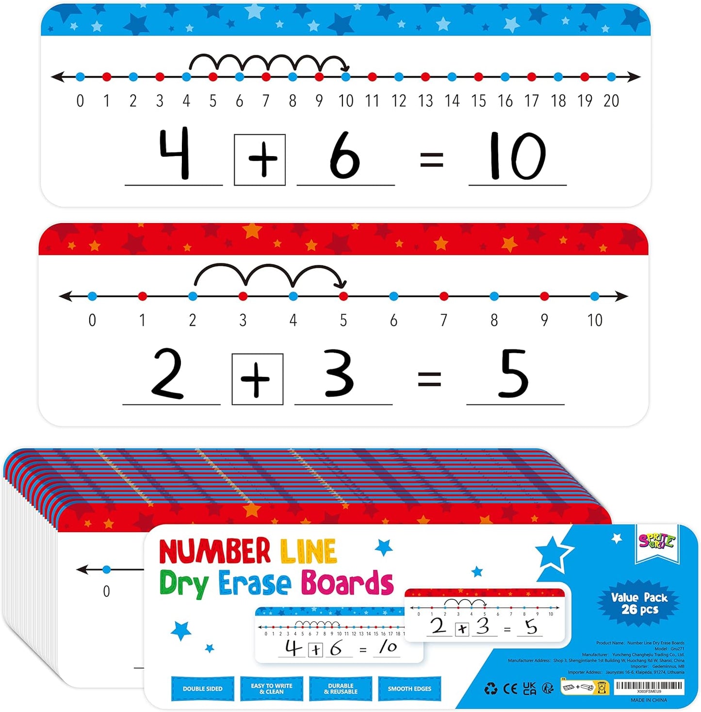 8 Packs Magnetic Number Line Boards, Dry Erase Writable and Erasable Math Board Addition & Subtraction White Board Magnets for Kids, Students, Classroom and Home (Each Measures 12” x 3.5”)