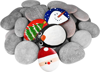 River Rocks for Painting 45 Pcs Large 2-3 Inch Flat Smooth Painting Stones Craft Rock to Paint for Kids Crafts Painting Bulk
