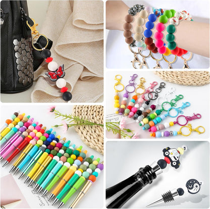 65Pcs 19mm Silicone Beads for Keychain Making Bracelet Necklace, Bulk Round Silicone Beads for Pens（Christmas Green） - Colors A