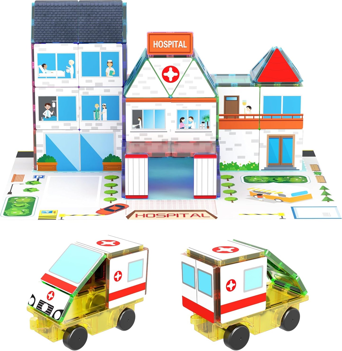 PicassoTiles Magnetic Building Block Set Geometry Shape Magnet Tiles Construction Toy STEM Learning Kit Educational Playset Playboard Pretend Play Stacking Blocks Child Brain Development PT16