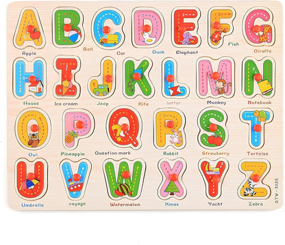 Wooden Fruit Puzzle for Toddlers 3+ Years, Educational Fruit Shape Learning Toy with Board & Blocks, Fun & Engaging Preschool Activity for Boys and Girls