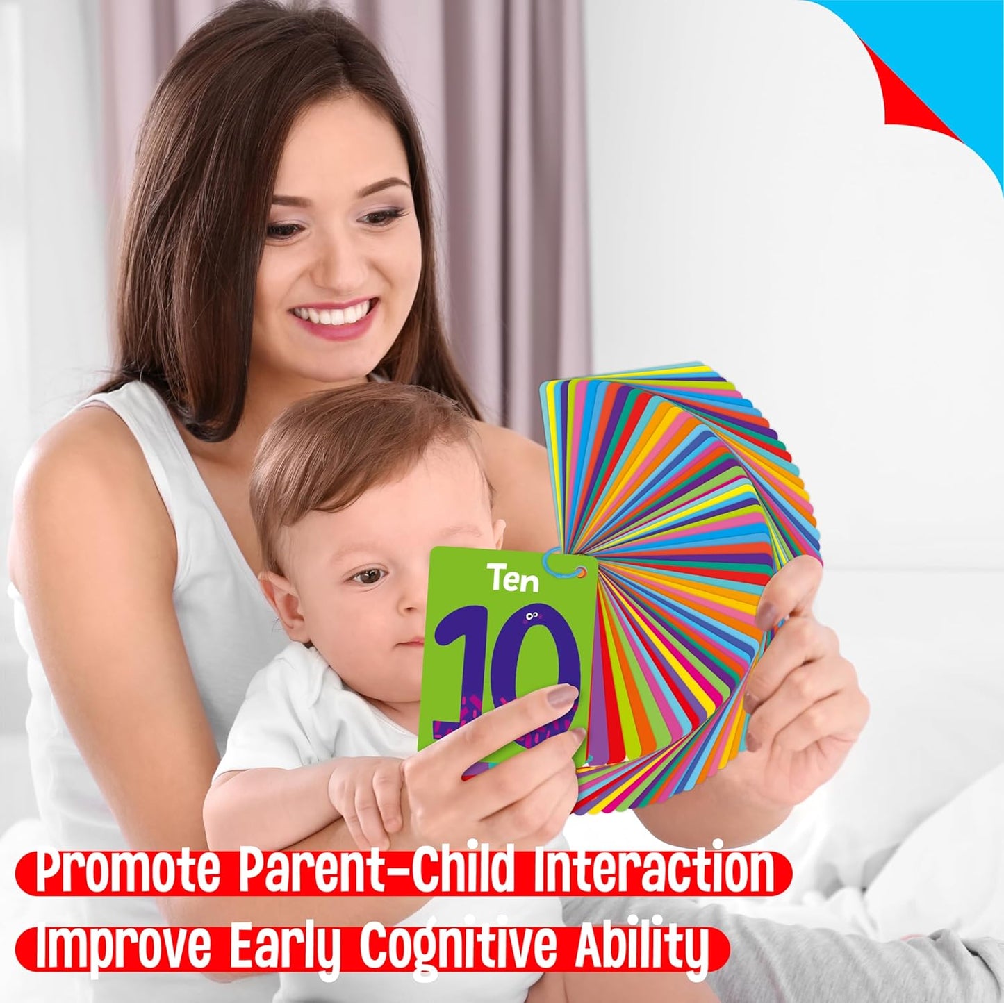 50 PCS Kid First Cognitive Flashcards,Double Sided Printed 7 in 1 Colorful Cards Alphabet,Numbers, Foods,Animals,Shapes,Colors with 3 Reclosable Rings,Learning Tool for Pre-K Kindergarten Toddlers