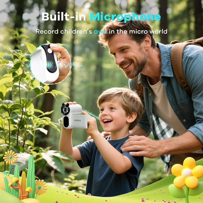 Hideal HP60 IPS Microscope for Kids: [Auto On & Off] [3-in-1] 2" Portable Handheld Microscope Miniscope, Pocket Mini Scope Educational Science Kit, Christmas Birthday Gifts for Kids, PC View, White