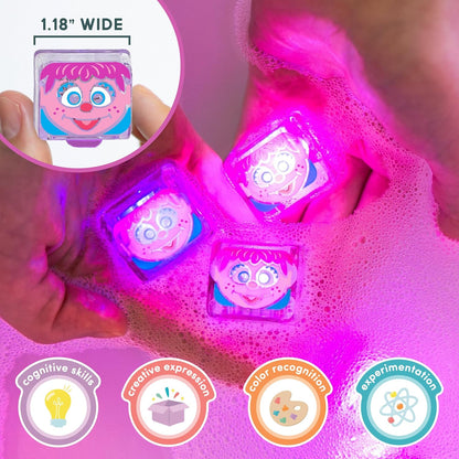Glo Pals Water Activated Light-Up Sensory Bath Toy Play Jar, 4 Reusable Cubes and Fun Fillers for Bathtime and Sensory Play, Perfect for Kids and Toddlers, Easy As ABC