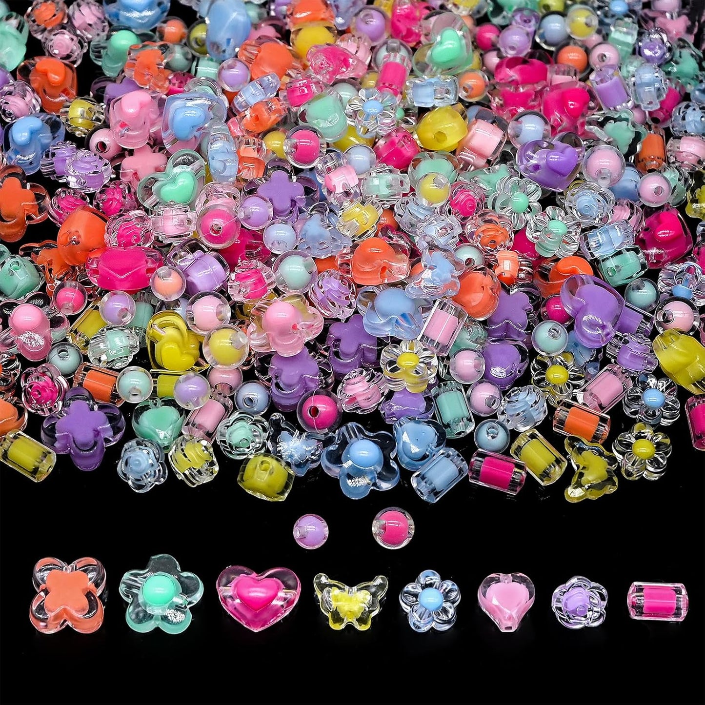 200g+ Candy Bulk Assorted Cute Kandi Beads for Jewelry Making, Bracelet Making Kit, Craft Supplies Charm Beads(Mixed II)