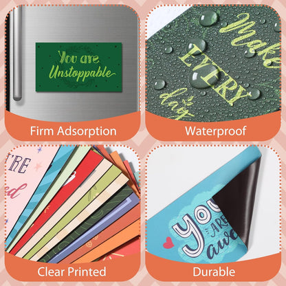 Xuhal 60 Pcs Inspirational Magnets Bulk Rectangle Positive Affirmation Magnets Decals Decorative Inspiring Quotes Fridge Magnetic Stickers for Adults Students Team Motivational Gifts (Classic)