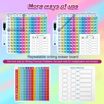 12x12 Multiplication Chart Popper, Digital Multiplication Table Game Board-Math Manipulative Toy, 3rd Grade Fidgety Popper for Kids Learning, Multiplication Machine Times Table