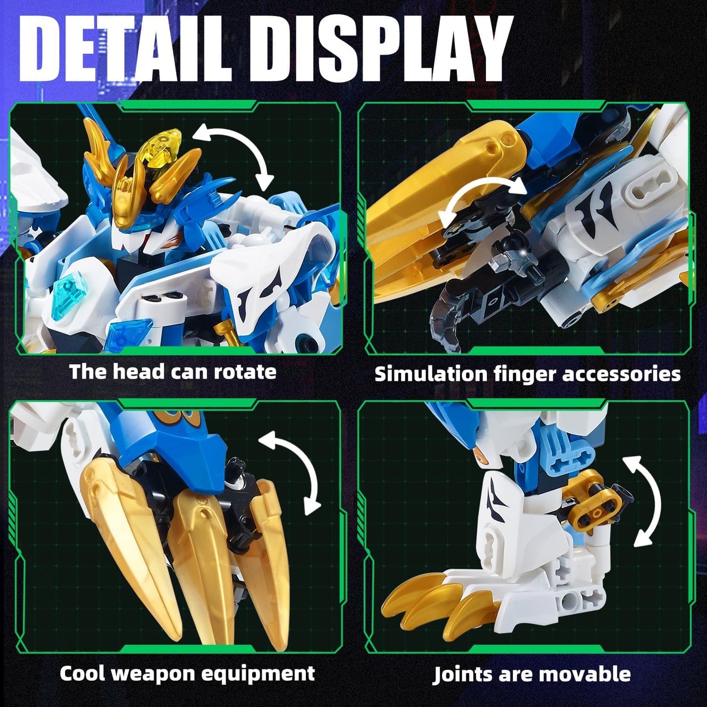TIALLOW Pterodactyl Robot 2 in 1 Building Toy Sets, Dinosaurs Mech Transforming Building Block Model, Mecha Action Figures Pterosaur Building Kits, for Boys, Adult Age 8-12 (Pterodactyl)