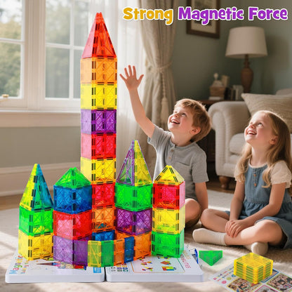 42-Piece Mini Magnetic Tiles Travel Set with Metal Storage Box - Portable STEM Building Blocks for Kids Ages 3-8, Montessori Educational Toys for Airplane & Car Rides, Gift for Boys & Girls