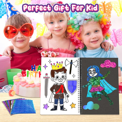 Foil Craft Bugs Butterfly DIY Art Fun Kits Set, No Mess Creative Foil Art Drawing Game for Kids, Birthday Gifts Crafts Supplies Travel Toys for Girls Boys Ages 4-9
