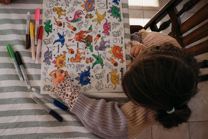 HeyDoodle Into The Wild Classic Doodle Mat – Reusable Silicone Alphabet Coloring Mat for Toddlers and Kids – Educational Animal Activity Pad with 9 Markers – Mess-Free Travel Toy – Ages 3-7