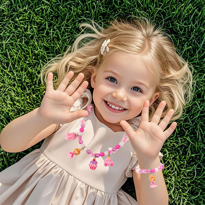 PinkSheep Toddler Jewelry Kids Necklace Choker and Bracelet 3 Pack 9pcs, Little Girls Jewelry In Box, Flower Girl Gift Kids Girls Accessories