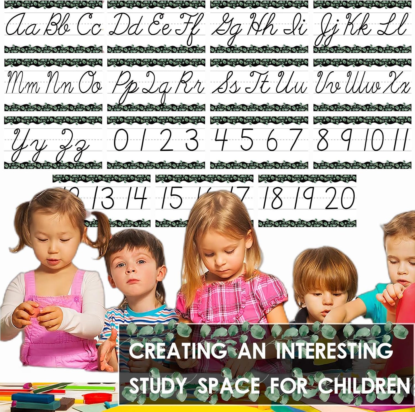 Alphabet for Classroom Wall - 15 PCS Crayon ABC Manuscript Alphabet Line for Classroom Wall Alphabet Bulletin Board Set for Pre School Elementary Classroom Homeschool, Playroom Bedroom Decorations