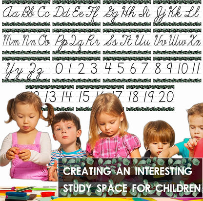 Alphabet for Classroom Wall - 15 PCS Crayon ABC Manuscript Alphabet Line for Classroom Wall Alphabet Bulletin Board Set for Pre School Elementary Classroom Homeschool, Playroom Bedroom Decorations