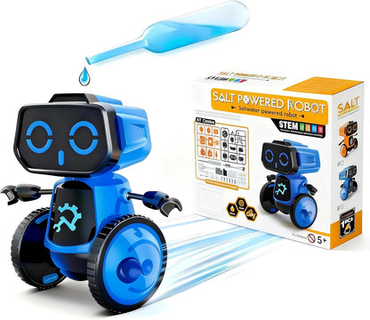 Science Saltwater-Powered Robot Kit, DIY STEM Gift Toys, No Batteries Required, Scientific Experiments, Creative Toy, Environmental Protection, for Festival & Birthday &Boys & Girls (Blue)