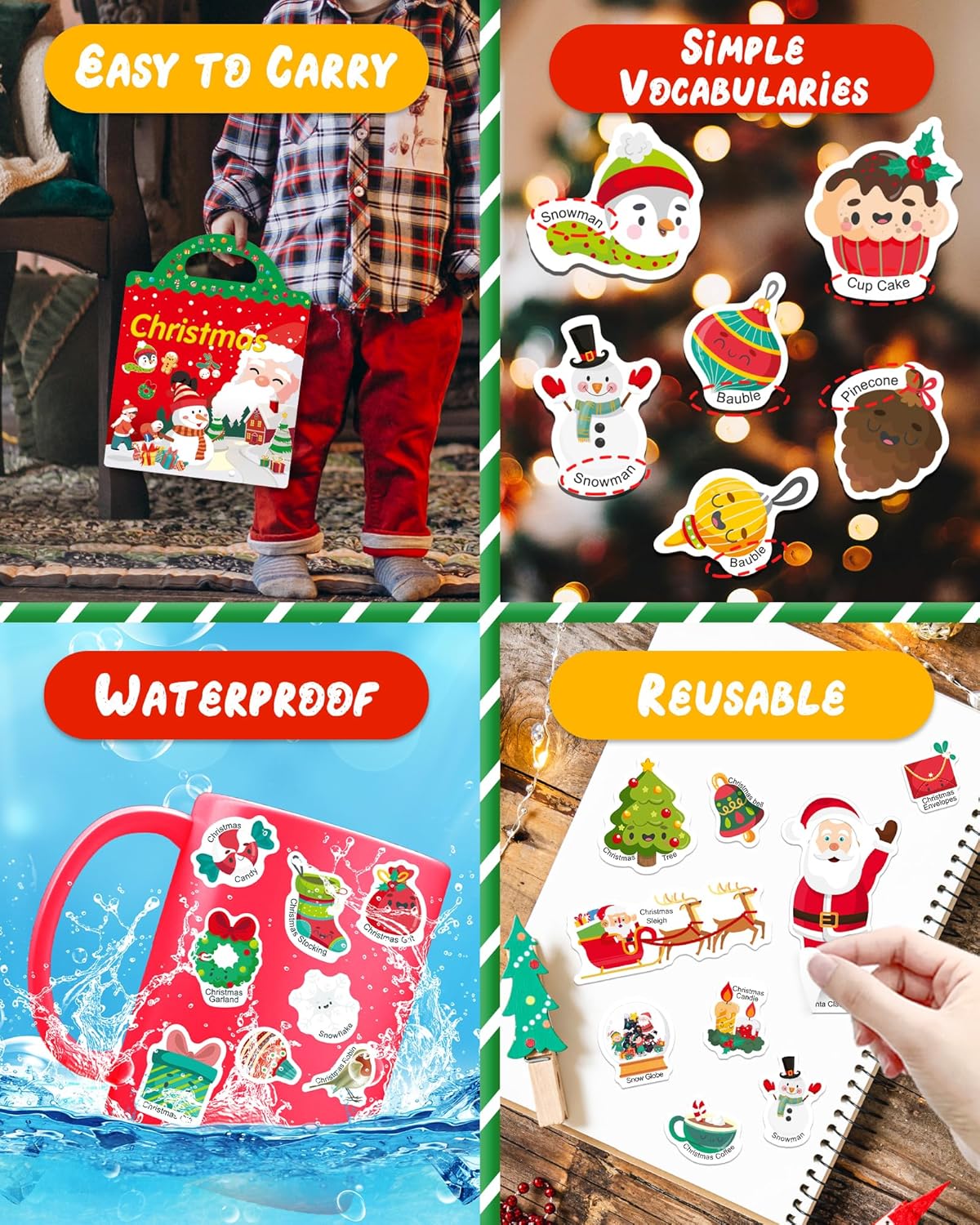 Benresive Reusable Sticker Books for Toddlers, Fun Travel Stickers for Kids, Toddler Sticker Book, Crafts Activities for Toddlers, 3 and Up Birthady Gifts - Vehicle