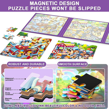 Magnetic Puzzles for Toddlers 1-3, Cartoon Mermaid Magnet 3 in 1 Jigsaw Puzzle, Kids Travel Puzzles Toys, Preschool Learning Toy for Kids 1-8 Year (Mermaid)